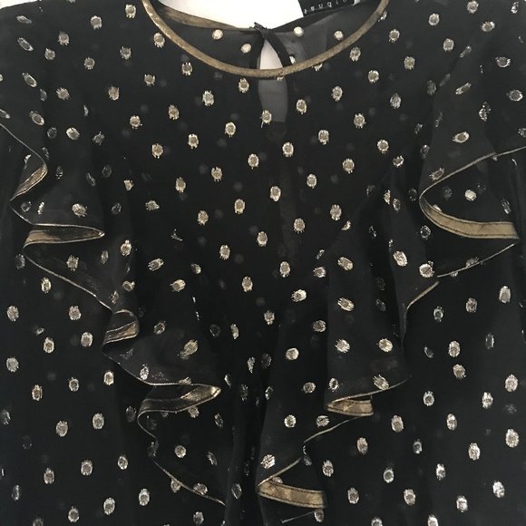 ⚡️SOLD ON KIJIJI⚡️✨HOST PICK✨Sandro Lunea Ruffled Metallic Dot Blouse (NWT) - Picture 8 of 16